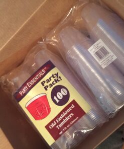 Party Essentials 9 oz Disposable Party Cups, Old Fashioned Tumblers, Cocktail Wine Glasses for Home, Picnic, Wedding, Birthday, 100 Count (Pack of 1), Clear, Hard Plastic 100 Count (Pack of 1) 22 71gkeId1jL