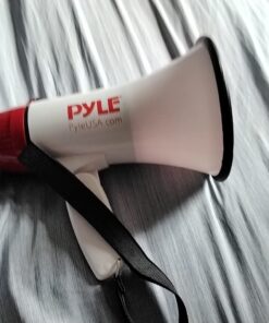 Pyle Megaphone Speaker PA Bullhorn - 20 Watts & Adjustable Vol Control w/ Built-in Siren & 800 Yard Range for Football, Baseball, Hockey, Cheerleading Fans & Coaches or for Safety Drills - PMP20,White 44 71glOMC4KTL 1