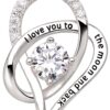 ALOV Jewelry Sterling Silver "I Love You To The Moon and Back" Love Heart Cubic Zirconia Pendant Necklace 29 71gm2jcukVL