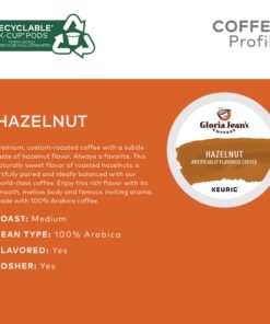 Gloria Jean's Coffees Hazelnut, Single-Serve Keurig K-Cup Pods, Flavored Medium Roast Coffee, 72 Count 72 Count (Pack of 1) 13 71gmo9vTgXL
