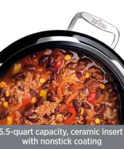 All-Clad Electrics Stainless Steel and Ceramic Slow Cooker with Insert and Lid 6.5 Quart Nonstick 320 Watts Oval Shaped, Programmable, Dishwasher Safe Black Ceramic Insert 6.5-Quart 16 71gnBeGa6IL