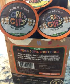 Crazy Cups Flavored Decaf Coffee Pods, Decaf Variety Pack, Decaffeinated Coffee for Keurig Machines, for Hot or Iced Coffee, Single Serve Coffee in Recyclable Pods, 0.45 Oz (Pack of 24) 0.45 Ounce (Pack of 24) 35 71goKPn5BKL
