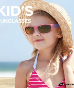Alternative view of RIVBOS Kids Sunglasses with Strap Polarized UV Protection Flexible Rubber Shades for Boys Girls RBK023 025-pink Mirror Lens