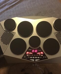 Pyle Pro Electronic Drum kit - Portable Electric Tabletop Drum Set Machine with Digital Panel, 7 Drum Pad, Hi-Hat / Kick Bass Pedal Controller USB AUX -Tom Toms, Hi-Hat, Snare Drums, Cymbals - PTED06 30 71gpE BXujL