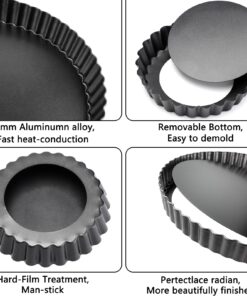 Tart Pan 6 Pack Tart Pans with Removable Bottoms Round Nonstick Quiche Pan Carbon Steel Mini Tart Pans for Baking(Set of 6) Set of 6 8 71gpIilX8 L
