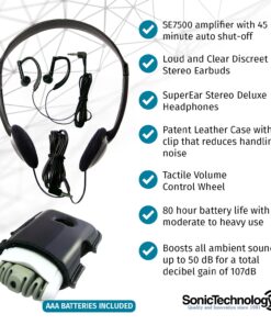SuperEar Plus SE7500 Personal Sound Amplifier (PSAP), Pocket Sound Amplifier, Headphones & Discreet Earbuds w/Auto Shut off & Case, On/Off Volume Control for Adults, Audiologists, Seniors 10 71gpQPr79pL
