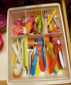 Uncluttered Designs Adjustable Drawer Dividers — Customizable Organization for Utility & Junk Drawers — Storage Solution for Kitchen and Office (White, 3 Pack) White 3pack 34 71gqFrGBodL