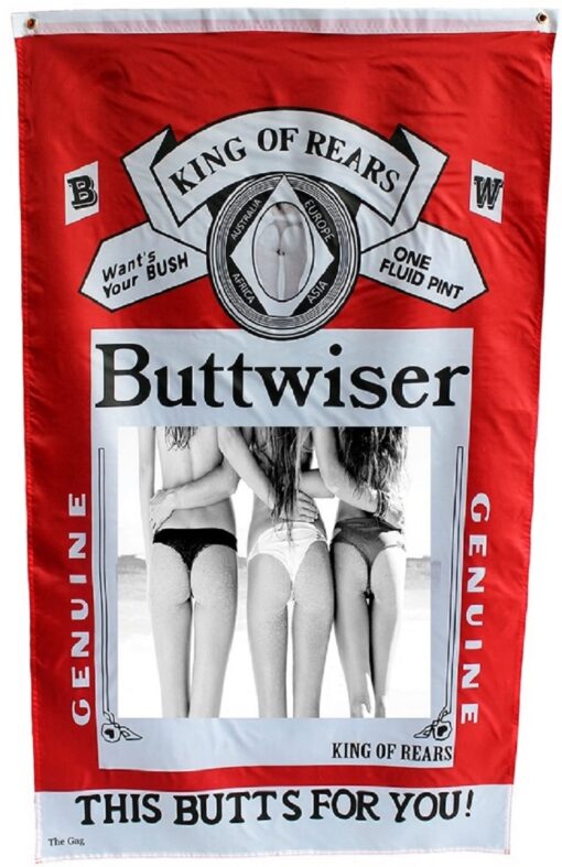 Buttwiser Flag 3 x 5 Foot Buttweiser Flag King of Rears This Butts for You Guys Funny College Dorm Room-Man Cave Beer Flag Bikini Girls