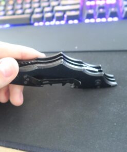 Dark Twin Blade Knife - Double Edge Folding Pocket with clip, 11" Stainless Steel Two Sharp Cut (Black) Black 69 71gqnoF02L