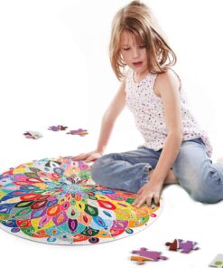 Bgraamiens Puzzle-Blooming Color-1000 Pieces Gradient Puzzle Color Challenge Blue Board Round Jigsaw Puzzles 36 71grU7hoTJL
