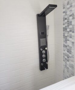ELLO&ALLO LED Shower Panel Tower System, Hydroelectricity Display Rain Massage with Jets, Brushed Black Brushed Black A 28 71grVYtN0zL 1