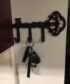 Comfify Decorative Wall Mounted Skeleton Key Holder | Vintage Key with 3 Hooks | Wall Mounted | Rustic Cast Iron | 7.9 x 4.1 |- with Screws and Anchors Rust brown 39 71grbPcCHHL