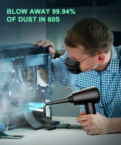 Alternative view of BANKKY 11-in-1 Compressed Air Duster, 3-Gear Adjustable 120000 RPM Electric Air Duster with LED Light, Reusable no Canned Keyboard Cleaner for Office, 9000mAh Cordless Air Duster for Computer/Car G711 Black