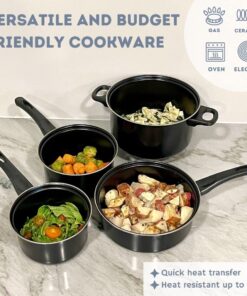7 Pc Carbon Steel Nonstick Cookware Set – Carbon Steel Pan & Pot Set - Carbon Steel Cookware Set (Black) 11 71gsFkQHBJL