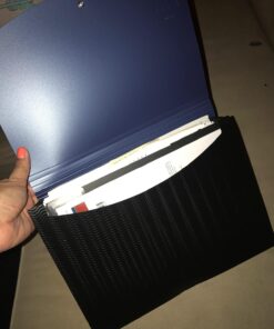 Smead Poly Frequency Expanding File, 12 Pockets, Flap and Cord Closure, Letter Size, Blue/Black (70863) 29 71gsc04lhbL