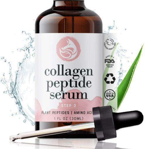 Peptide Collagen Serum for Face - Anti-Aging Facial Serum, Tighten Lift Hydrate & Plump All Skin Types, Reduce Fine Line & Wrinkles, All Natural Ingredients - Foxbrim Naturals (1 Fl Oz) Collagen Peptide Serum