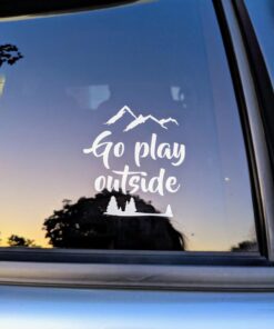 Alternative view of ExpressDecor Go Play Outside Mountains Hiking Camping Adventure Outdoor Computer Laptop Symbol Decal Family Love Car Truck Sticker Window (White) White