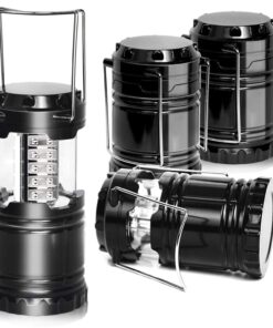 PARTYSAVING [4-Pack] LED Camping Lantern, Suitable Survival Kits for Hurricane, Emergency Light for Storm, Outages, Outdoor Portable Lanterns, Black, Collapsible Design and 30 LED Lights, APL1424