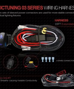 MICTUNING LED Light Bar Wiring Harness Fuse 40Amp Relay ON-OFF SASQIATCH Rocker Switch Blue(2 Lead ) 12 71gw1Lo L