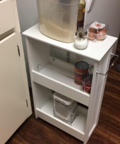 Zenna Home Slim Bath Shelves, Freestanding Moveable Bathroom Storage, White 8 Inch 52 71gwROiXiL