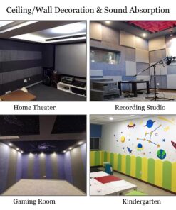 BXI Sound Absorber - 16 X 12 X 3/8 Inches 6 Pack High Density Acoustic Absorption Panel, Sound Absorbing Panels Reduce Echo Reverb, Tackable Acoustic Panels for Wall and Ceiling Acoustic Treatment 16'' X 12'' X 3/8'', 6 Pcs Matte Black 21 71gxVp1d4LL