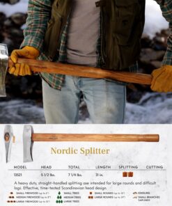 1844 Helko Werk Germany Classic Nordic Splitting Axe - Made in Germany for Splitting Wood and Splitting Rounds and Heavy Duty Firewood, Scandinavian Axe - Head 5.5 lbs, Handle 31 in. (Nordic) #13521 12 71gyPHXS7zL