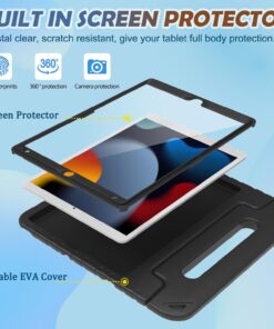 LTROP Kids Case for iPad 9th/ 8th/ 7th Generation (2021/2020/ 2019), iPad 10.2 Case with Built-in Screen Protector, Shockproof Handle Stand Kids Case for iPad 9/8/ 7 Generation 10.2 Inch - Black 30 71gz96uULhL
