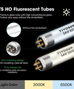 VIVOSUN T5 Grow Light Bulbs 54W 6500K HO Fluorescent Tubes Light Bulbs, Cool White T5 Bulb for 46 Inches T5 Light Fixtures, T5 Grow Lights for Indoor Plants, Pack of 5 54.0 Watts 23 71gzpx5EPrL