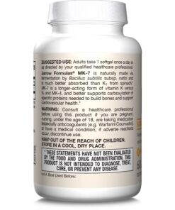 Jarrow Formulas MK-7 90 mcg - Bioactive Form of Vitamin K2 - 60 Servings (Softgels) - For Bone & Cardiovascular Health - Vitamin K2 MK-7 Dietary Supplement - K2 Vitamin Supplement MK-7 - Gluten Free 60 Servings (Pack of 1) 25 71gzx4bS8L 2