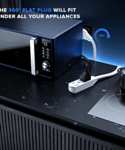 Maximm Cable 3 Ft 360° Rotating Flat Plug Extension Cord/Wire, 16 AWG Multi 3 Outlet Extension Wire, 3 Prong Grounded Wire - White - UL Certified 3 Feet 30 71h 2utXfOL