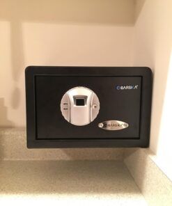 BARSKA AX11620 Biometric Fingerprint Mini Security Home Safe Box 0.29 Cubic Ft, Black, 12" x 8" x 7.75" Front Opening Compact 0.23 CU FT 35 71h Sl7Hd4L