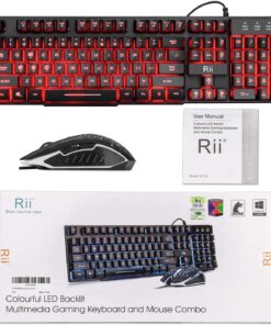 Rii Gaming Keyboard and Mouse Set, 3-LED Backlit Mechanical Feel Business Office Keyboard Colorful Breathing Backlit Gaming Mouse for Working or Primer Gaming,Office Device (RK108) 26 71h WbfU7EL