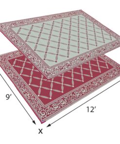 Stylish Camping 119125 9-feet by 12-feet Reversible Mat, Plastic Straw Rug, Large Floor Mat for Outdoors, RV, Patio, Backyard, Picnic, Beach, Camping (Burgundy/Beige) 9x12 Burgundy/Beige 16 71h0DhD015L
