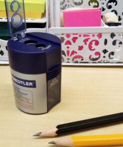 Staedtler 512 001 ST Double-hole Tub Pencil Sharpener 1-2/3 L x 2-1/4 W x 1-2/3 H in Blue, Silver 35 71h0ytQ6RAL