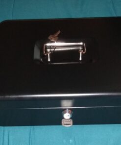 Jssmst Large Locking Cash Box with Money Tray, Lock Box with Security Cable Metal Money Box with Key Lock, Black, CB02304XL Black Key Lock 40 71h2KT6YqFL