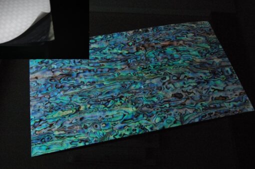 Blue Paua Abalone Coated Enhanced Adhesive Veneer Sheet (9.4" x 5.5" x 0.007")