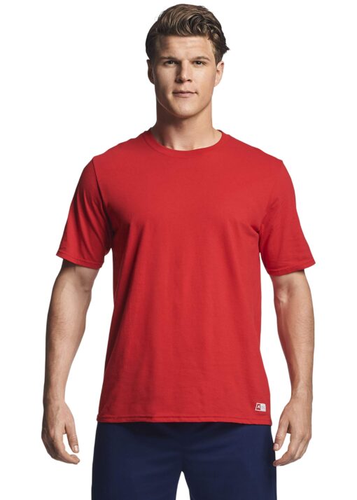 Russell Athletic Men's Dri-Power Cotton Blend Tees & Tanks, Moisture Wicking, Odor Protection, UPF 30+, Sizes S-4X Short Sleeve Large True Red