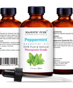 MAJESTIC PURE Peppermint Essential Oil, Premium Grade, Pure and Natural, for Aromatherapy, Massage, Topical & Household Uses, 1 fl oz 1 Fl Oz (Pack of 1) 20 71h4gepf1L