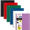Five Star Spiral Notebooks, 6 Pack, 1 Subject, College Ruled Paper, Fights Ink Bleed, Water Resistant Cover, 8-1/2" x 11", 100 Sheets, Black, Red, Blue, Green, White, Purple (38052) 16 71h5ZIymgeL