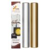 Firefly Craft Metallic Heat Transfer Vinyl Sheets - Gold/Silver HTV - Iron On Vinyl for Cricut, HTV Vinyl Sheets, Easy Cut & Weed, Compatible with Cricut & Silhouette Cameo - 2 Sheets 12"x20" Gold, Silver