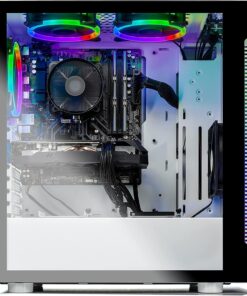 Skytech Gaming Archangel Gaming Computer PC Desktop – Ryzen 5 5600X 3.7GHz, RTX 3060 TI 8G, 1TB NVMe SSD, 16GB DDR4 3200MHz, RGB Fans, Windows 10 Home 64-bit, 802.11AC Wi-Fi, White 5600X | 3060 TI 23 71h7ffM l0L