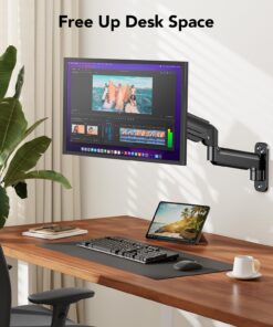 HUANUO Ultrawide Monitor Wall Mount for up to 34 35 inch Curved Computer Screens, Single Wall Mount Monitor Arm Holds 26.4lbs Max, Height Adjustable Full Motion Gas Spring Vesa Mount, Max 200x200mm 35 71h8O4tpR5L