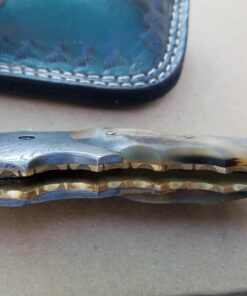 Custom made damascus blade & bolsters ram horn handle,with genuine leather sheath 5060-RD 29 71h9zX7F0JL