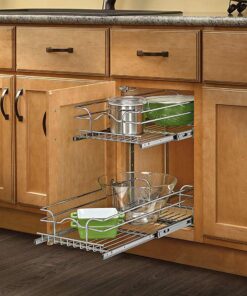 Rev-A-Shelf - 5WB2-1218-CR - 12 in. W x 18 in. D Base Cabinet Pull-Out Chrome 2-Tier Wire Basket 12 in. 17 71hBsVnvslL