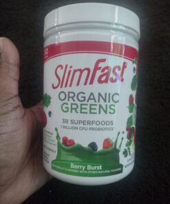 SlimFast Greens Powder, Green Superfoods with Organic Wheat Barley Grass, Flax Seed & Inulin, Oat Fiber Supplement, 1 Billion CFU Probiotics, Probiotic Multi Enzyme- Berry Burst, 30 Servings Organic Greens 45 71hC0U0zzlL 2