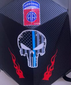Punisher Skull 5.5 x 4 Inch Tattered Subdued US Flag Reflective Decal with Thin Blue Line Car Sticker, Helmet & Truck Accessories for Men. Support The Police with American Flag USA Bumper Sticker. 23 71hC4m3Q8L