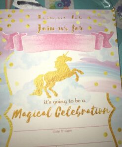 POP parties Magical Unicorn 12 Large Invitations - 12 Invitations + 12 Envelopes - Double Sided 21 71hCkPayb1L