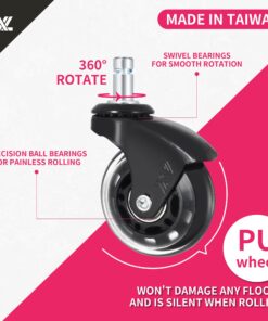 Alternative view of AXL Set of 5 Replacement Chair Caste for Scratch Free, Safe for Hardwood Floors and Carpet, Rolling Computer Chair, and Gaming Chair, No Noise, Universal Fit (Black/Clear) Black Feet Black/Clear