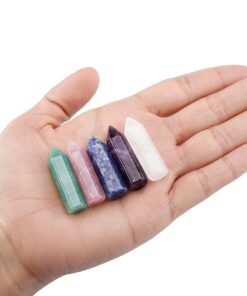 CrystalTears 5pcs Healing Crystal Single Point Wand Natural Gemstone Polished Tumbled Stone Decor-35mm 5pcs-35mm 13 71hG 3bIMOS