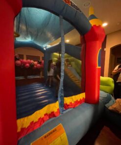 Bounceland Royal Palace Inflatable Bounce House, with Long Slide, Large Bouncing Area, Basketball Hoop and Sun Roof, 13 ft x 12 ft x 9 ft H, UL Strong Certified Blower, Castle Kids Party Theme With Blower 66 71hHEV4VMjL